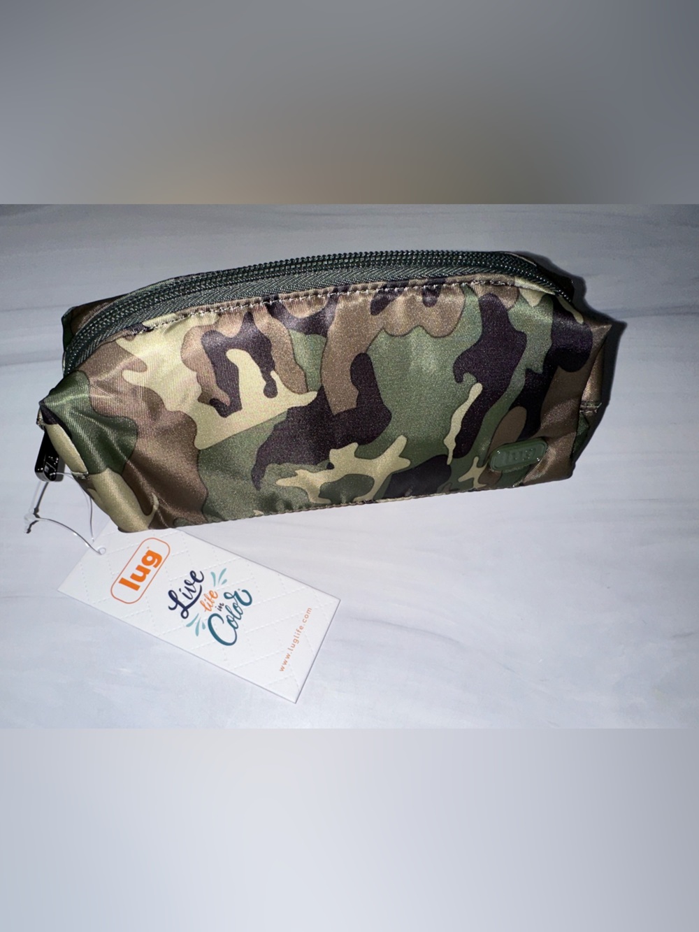Lug Jib Zip Pouch Cosmetic essential case Camo Green NEW